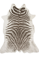 Zebra Hide-Style Faux Fur Accent Rug