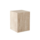 Frances Pedestal End Table, Polished Marble & Tapered Base