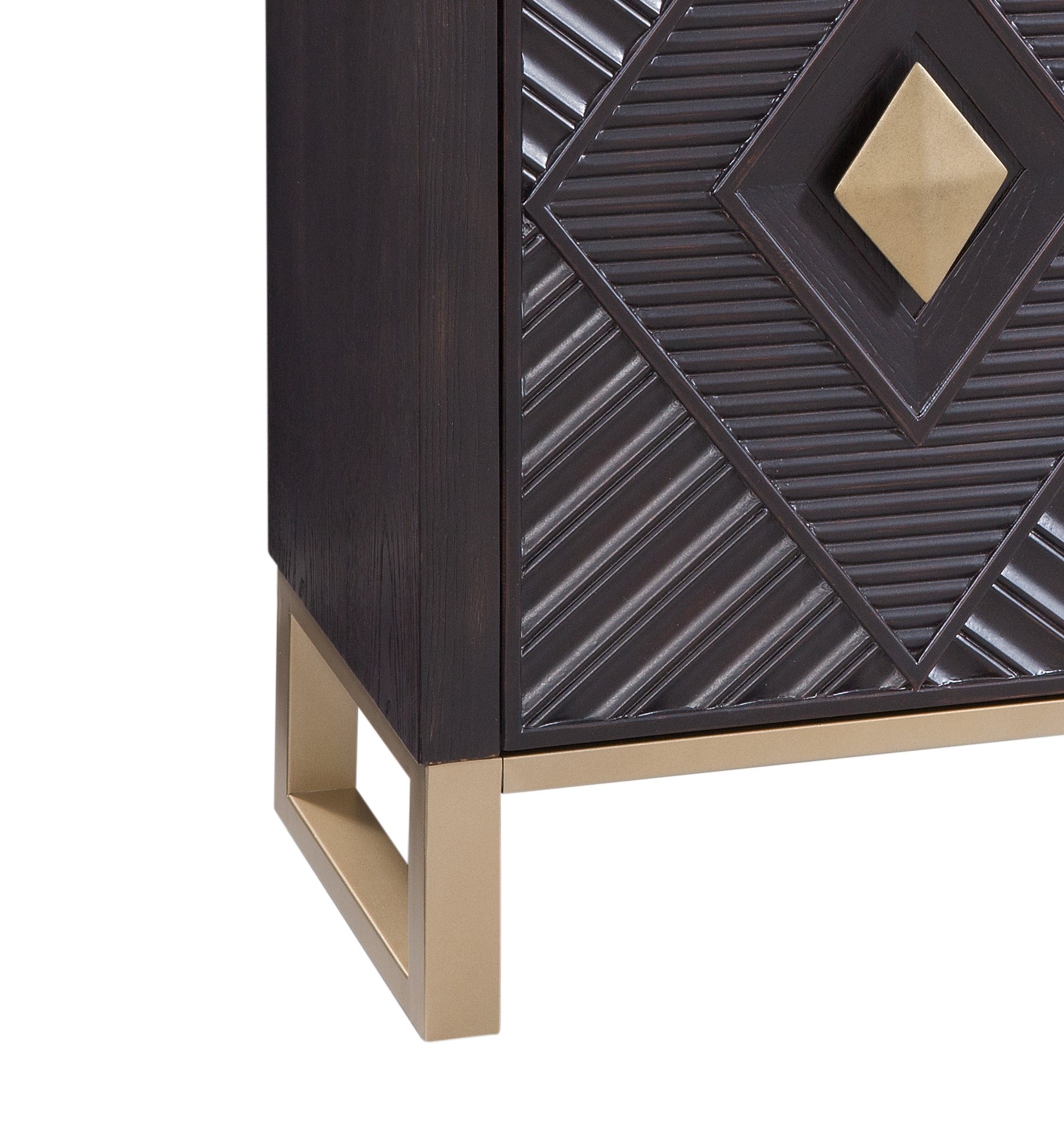 Jumera Mini Bar Jumeirah Bar Cabinet, Boho Brown Oak Veneer Gold Base – HVS Home