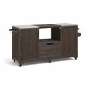 67" Wood Barn Door Rolling Kitchen Island With Storage