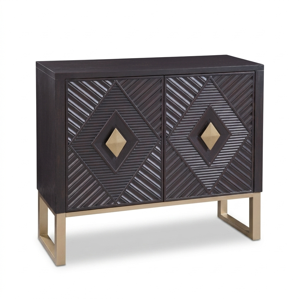 Jumera Mini Bar Jumeirah Bar Cabinet, Boho Brown Oak Veneer Gold Base – HVS Home