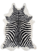Faux Zebra Hide Pattern Faux Fur Accent Rug