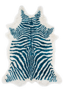 Faux Zebra Hide Pattern Faux Fur Accent Rug